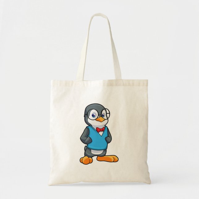Tote Bag Pingouin Nerd avec lunettes (Devant)