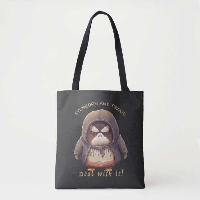 Tote Bag Pingouin Têtu Devoir Avec Il Mignonne Adorable Drô (Devant)