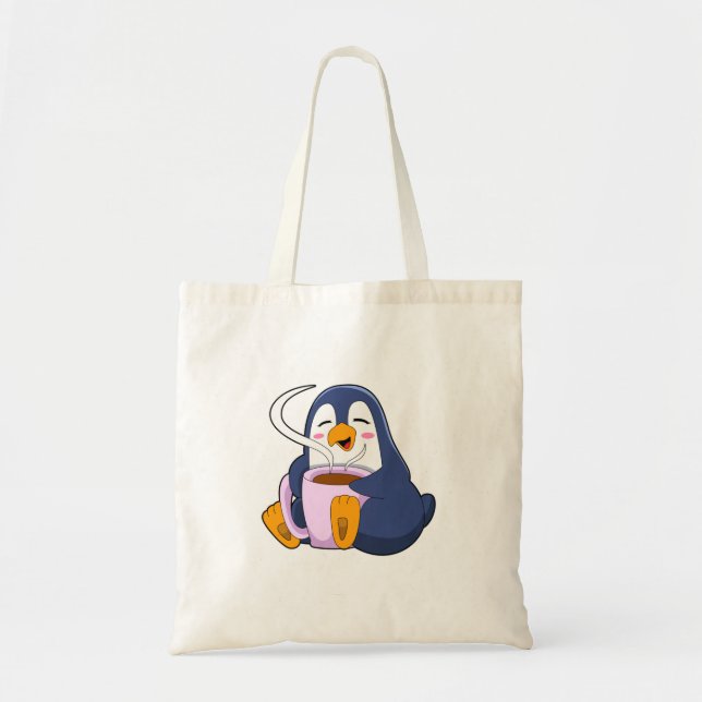Tote Bag Pingouin with Cup of Coffee (Devant)