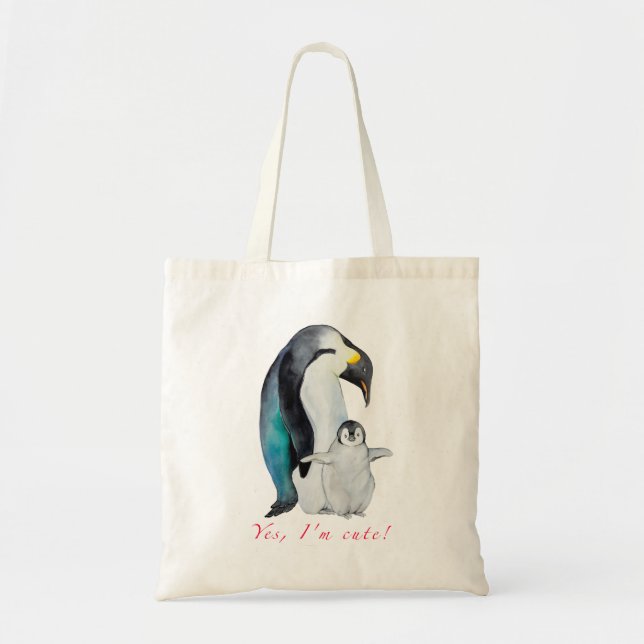 Tote Bag Pingouins empereurs d'aquarelle mignons (Devant)