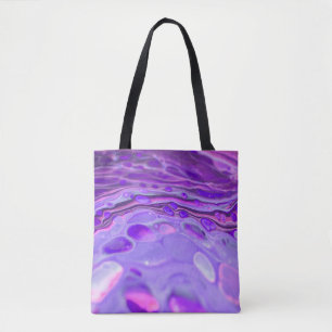 Tote Bag Pink Acrylique violet, Fluid Art Peinture Marbre