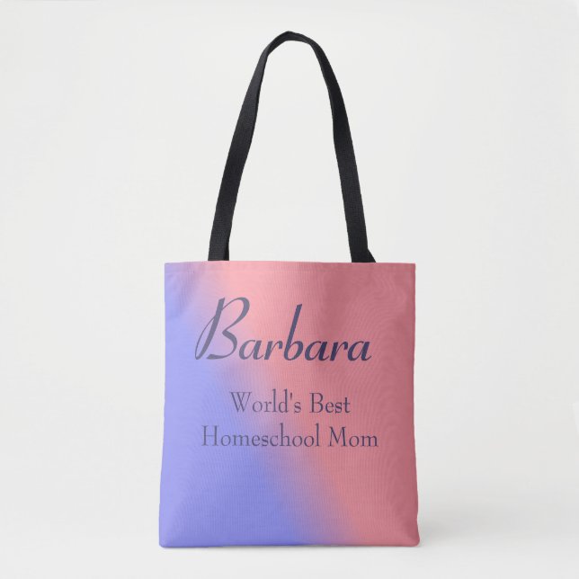 Tote Bag Pink and Blue World's Best Homeschool Mom (Devant)