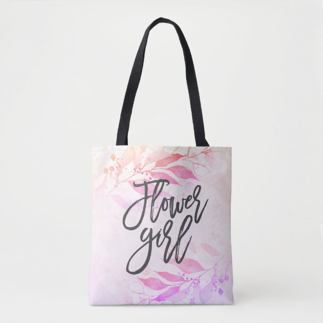 Tote Bag Pink Aquarelle feuille Mariage Botanique Fleur fil (Devant)