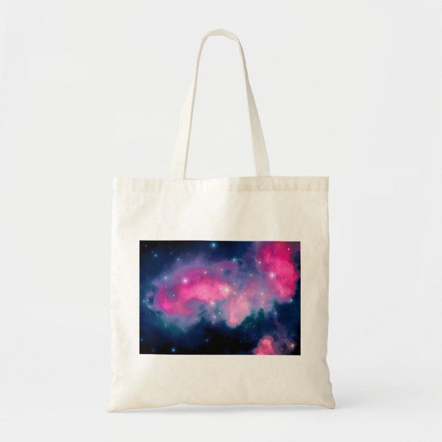 Tote Bag Pink & Blue Galaxy & Stars Abstract (Devant)