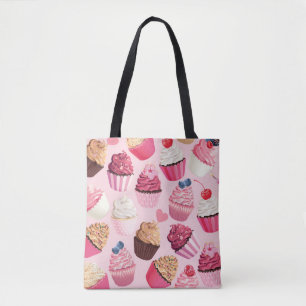 Tote Bag Pink Cupcakes Pastel : Motif Vintage.