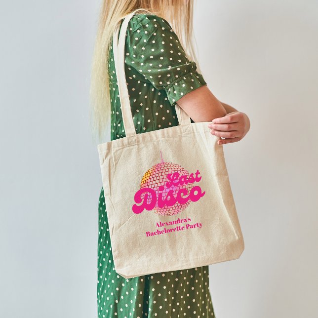 Tote Bag Pink Dernier Disco Retro 70's Bachelorette Party (Créateur téléchargé)