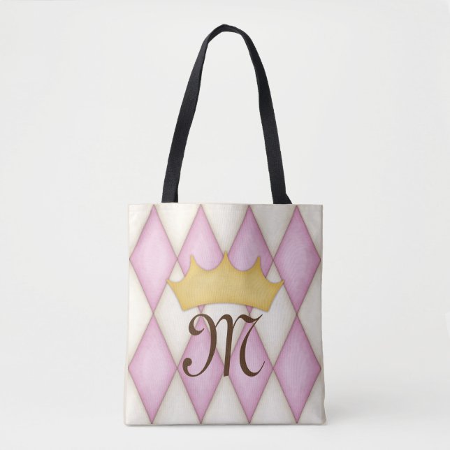 Tote Bag Pink Diamond Check Personalized Princess (Devant)