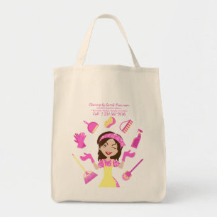 Tote Bag Pink House Cleaning Daily Shopping Bag