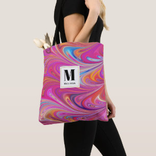 Tote Bag Pink Orange tourne Super Design Monogramme