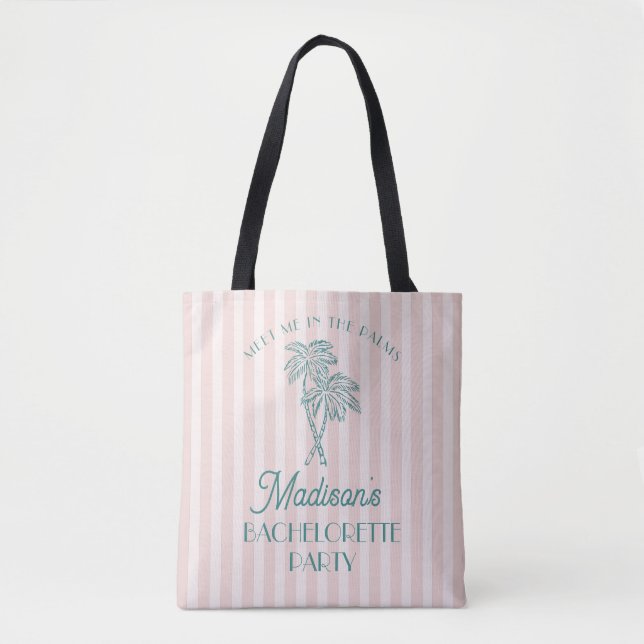 Tote Bag Pink Palm Spring Pastel Beach Bachelorte Party (Devant)