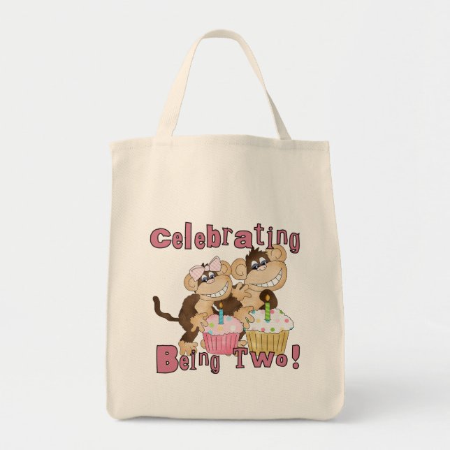 Tote Bag Pink Party Monkey 2e Anniversaire Tshirts et cadea (Devant)