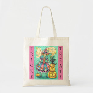 TOTE BAG PINK PARTY WITCH, MAGIC BLACK CHAT TRICK OU TRAITE