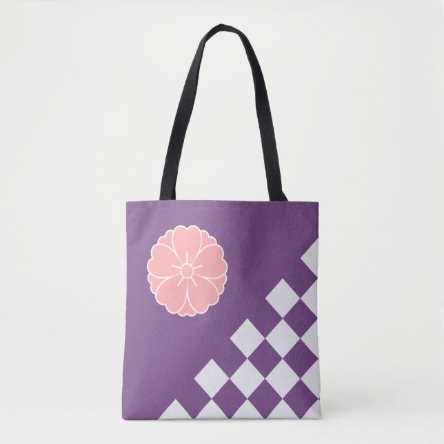 Tote Bag Pink Sakura et À damiers Motif (Devant)