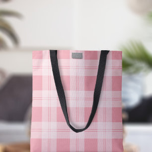 Tote Bag Pink Tartan Check Plaid Motif moderne Monogramme