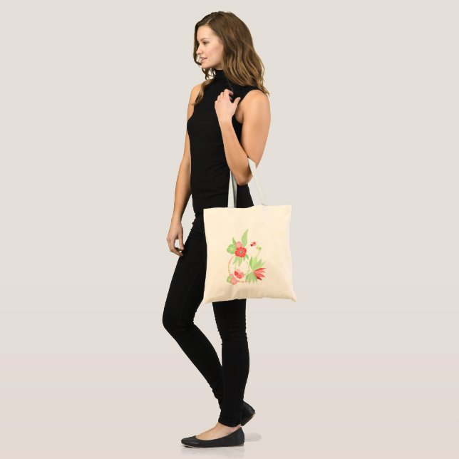 Tote Bag pink tropical flowers (Front (Model))