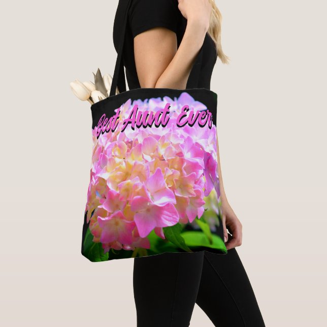 Tote Bag Pink violet orange hydrangée comme meilleure tante (De près)