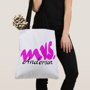 Tote Bag Pink White Madame Gifts Party Favoriser les Monogr