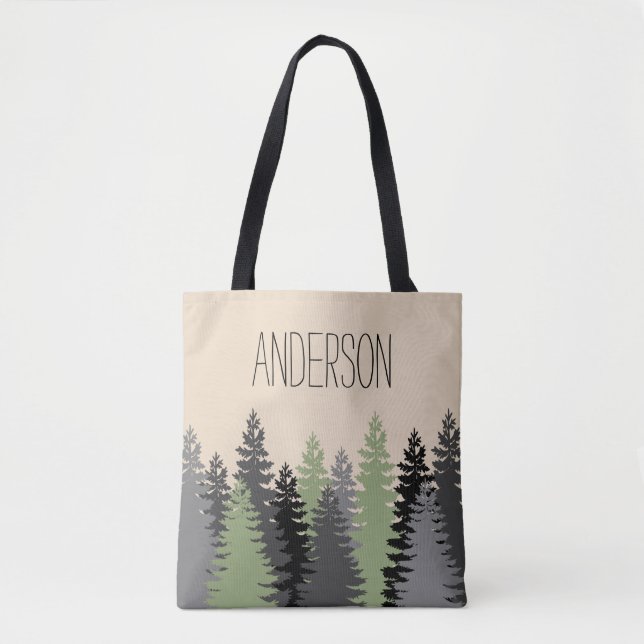 Tote Bag Pins en bois de forêt avec le nom (Devant)