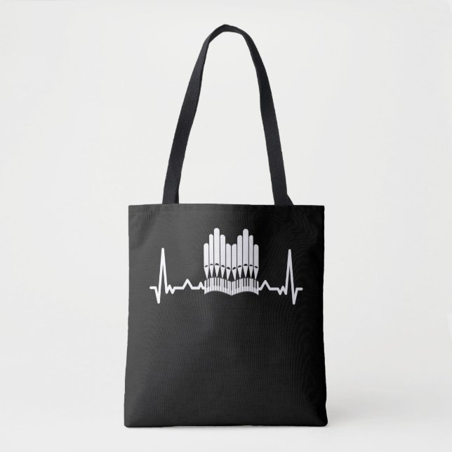 Tote Bag Pipe Organ Heartbeat Church Music Organiste (Devant)