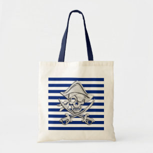 Tote Bag Pirate d'argent sur les rayures marines