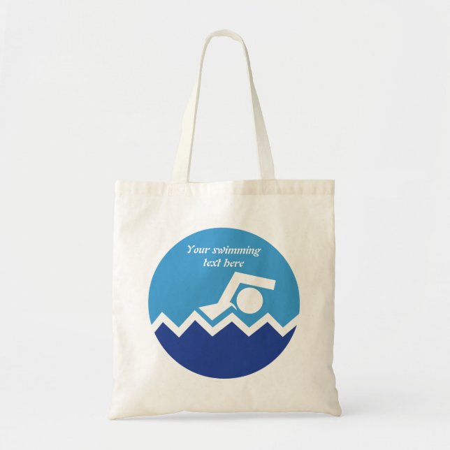 Tote Bag Pismming venin, swimmer on blue circle custom (Devant)