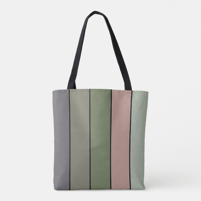 Tote Bag Pistachio Coquille verte Pêche pourpre rayures (Dos)