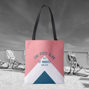 Tote Bag Piste Club Pink White Blue Peak Custom Ski