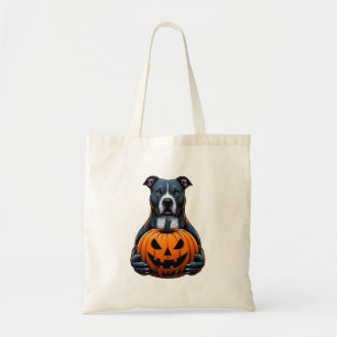Tote Bag Pitbull Halloween - Holding Jack-o'-lantern