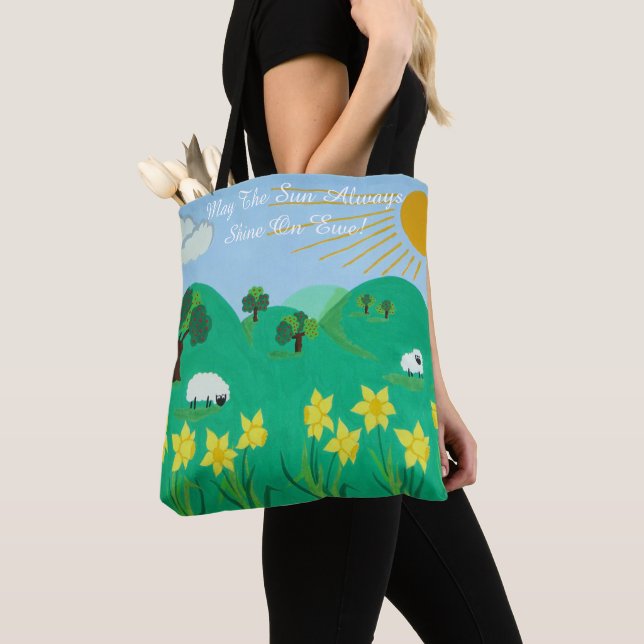 Tote Bag pittoresque illustration amusante de mouton mignon (De près)