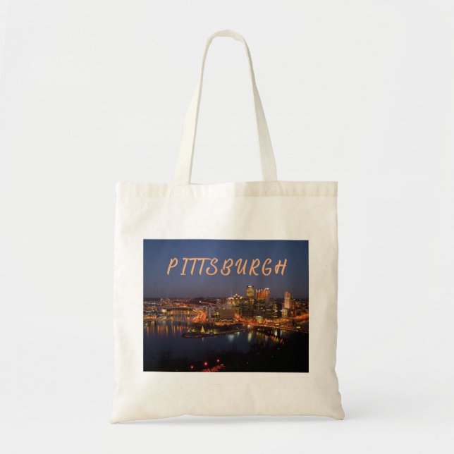 Tote Bag Pittsburgh, Pennsylvanie Downtown Night Time River (Devant)