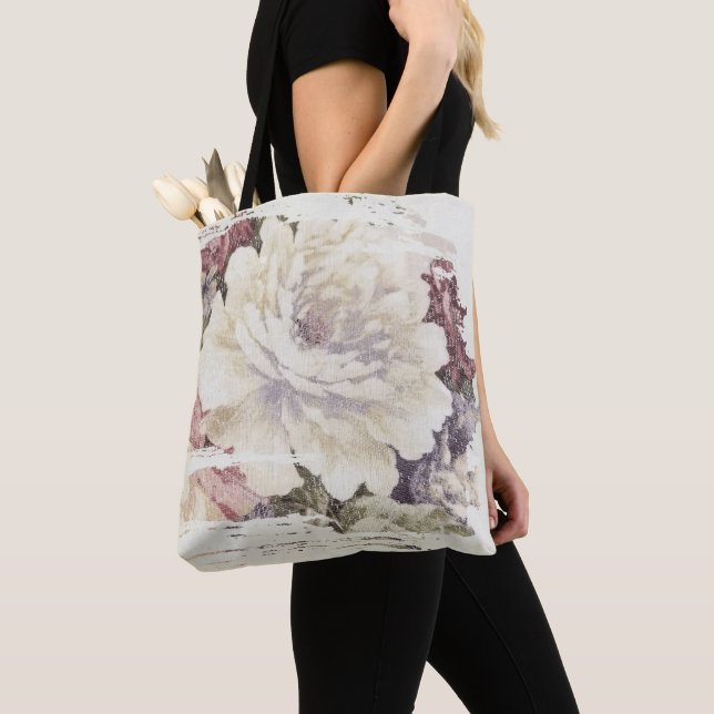 Tote Bag pivoine blanche abstraite (De près)