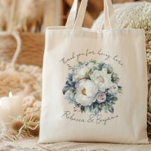 Pivoines blanches de mariage personnalisées Merci