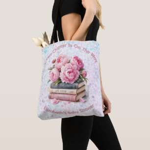 Tote Bag Pivoines roses et livres Nouveau chapitre Fille Ba