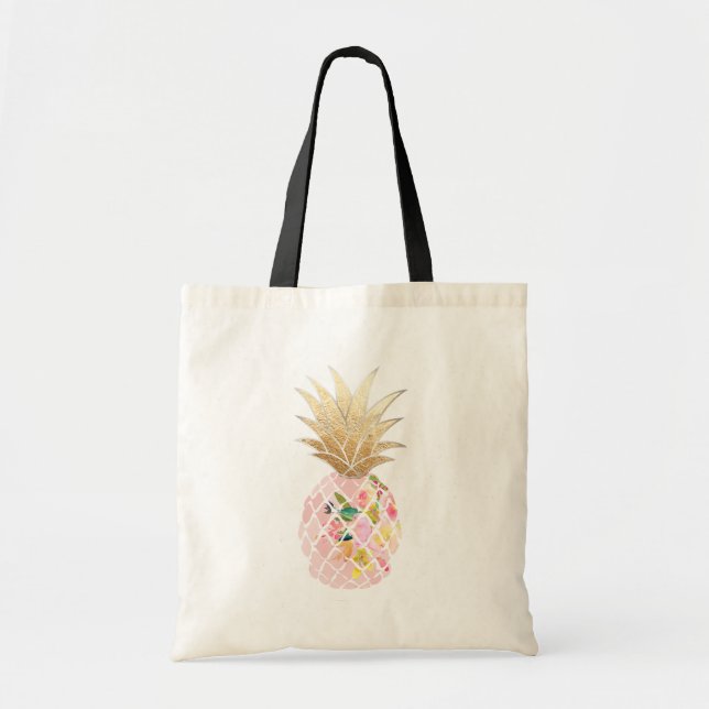 Tote Bag PixDezines Aloha Ananas+Faux Or (Devant)
