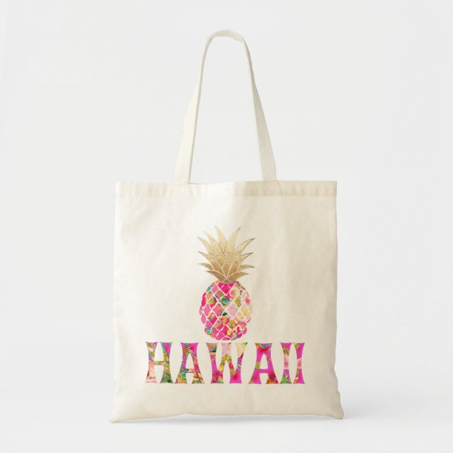 Tote Bag PixDezines Aloha Ananas+Faux Or (Devant)
