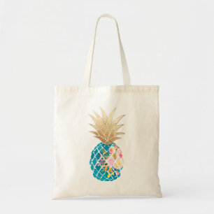 Tote Bag PixDezines Aloha Pineapple+Faux Gold