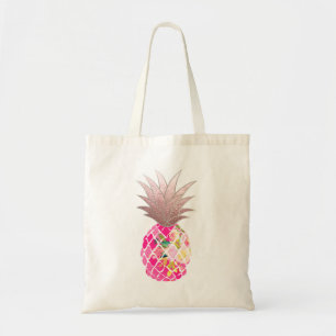 Tote Bag PixDezines Aloha Pineapple+Faux Rose Gold
