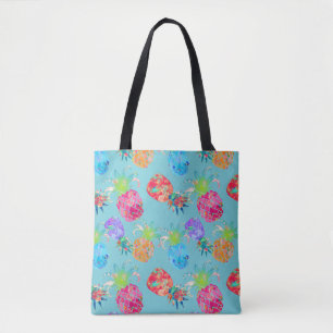 Tote Bag PixDezines Aloha Pineapples Aquarelle/DO-IT-YOURSE