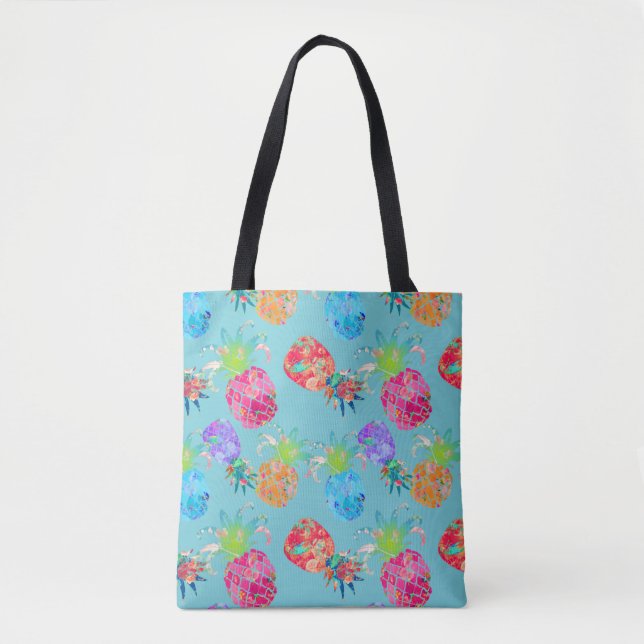 Tote Bag PixDezines Aloha Pineapples Aquarelle/do-it-yourse (Devant)