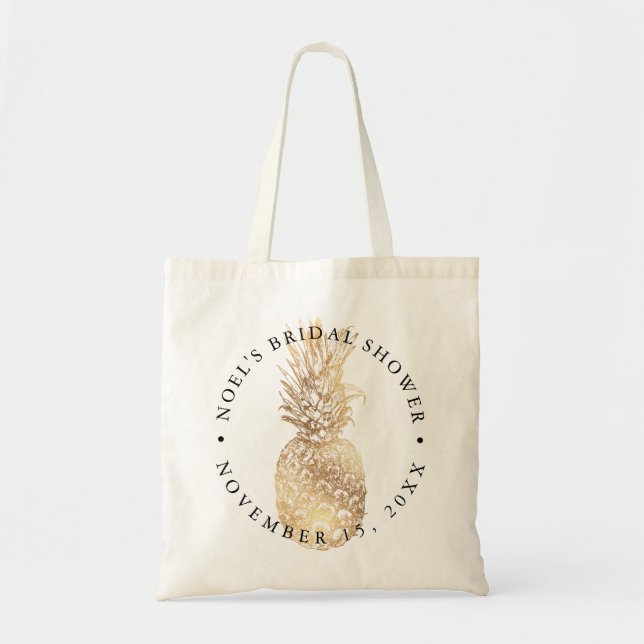 Tote Bag PIXDEZINES ANANAS FAUX OR/do-it-yourself TEXTE/BRI (Devant)