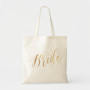 Tote Bag PixDezines Bride/Faux Gold Script