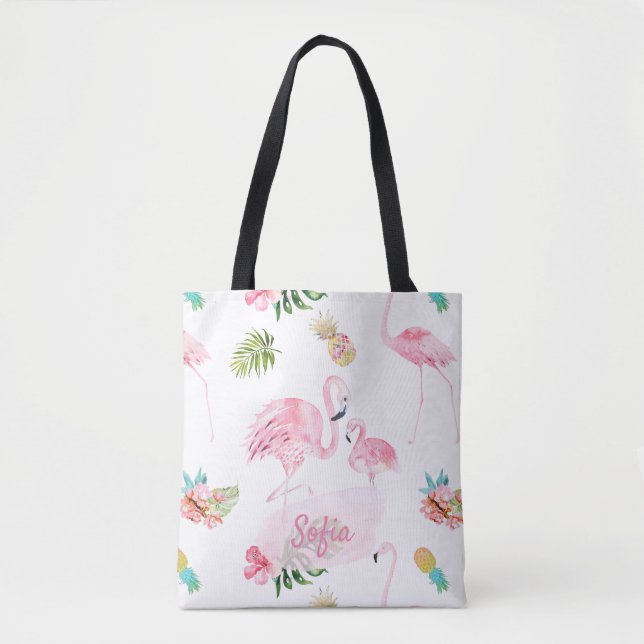 TOTE BAG PIXDEZINES FLAMANTS ROSES ROSES POUR BÉBÉ (Devant)