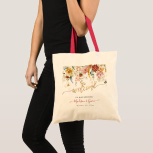 Tote Bag PixDezines H2 Orange Fall Garden Flowers Bienvenue