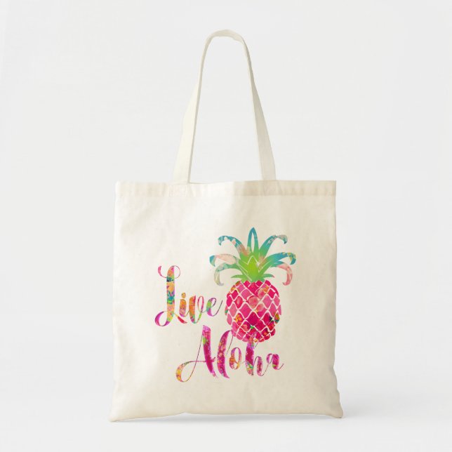 Tote Bag PixDezines Live Aloha Ananas (Devant)