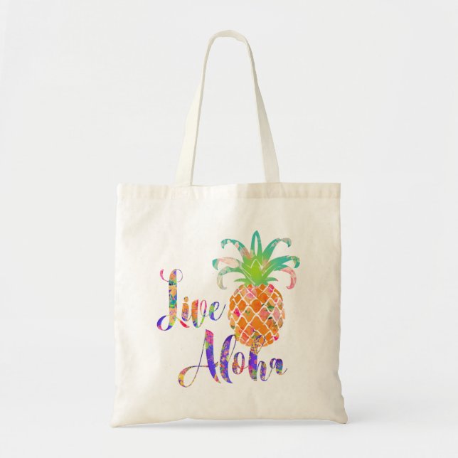 Tote Bag PixDezines Live Aloha Ananas (Devant)