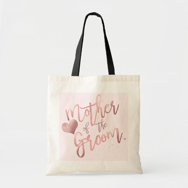 Tote Bag PixDezines Mère de Groom/Faux Rose Gold Script (Devant)