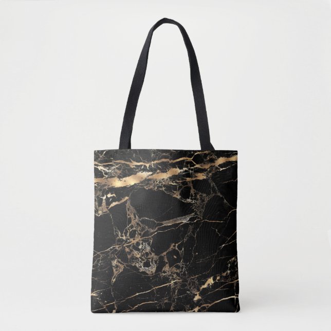 Tote Bag PixDezines VINS EN MARBRE NOIR+FAUX OR (Devant)
