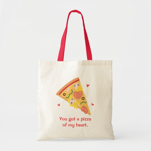 Tote Bag Pizza mignonne de mon humour d'amour de calembour (Devant)