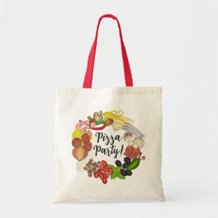 Tote Bag Pizza Party Topings Italien Food Pizzeria Pie