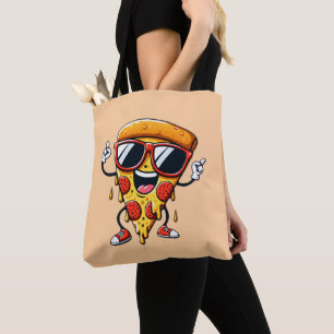 Tote Bag Pizza Slice de dessin animé avec Vibes de fromage